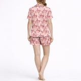Paws & Pours Women's Pajama Set - Short Sleeve Button Down Top