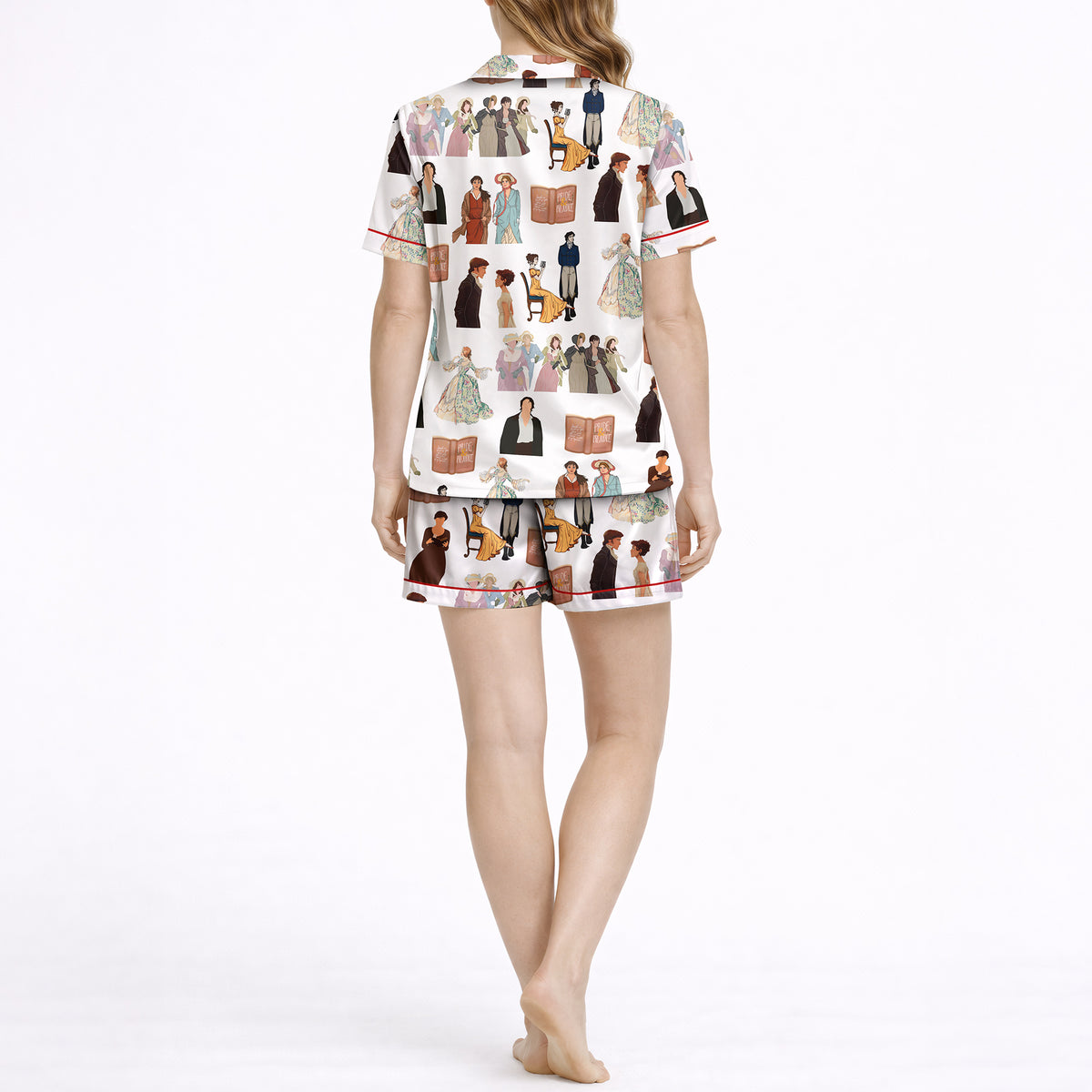 Women's Classic Button Down Pajama Set - Short: Regency Romance Silky Satin Loungewear