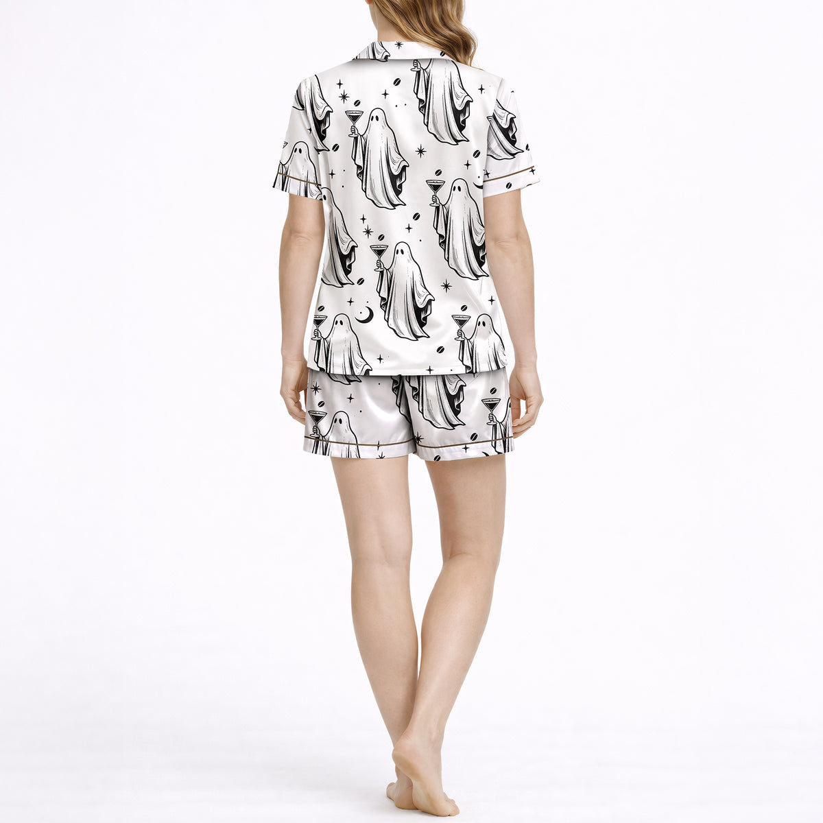 Spooky Sips Women's Classic Button Down Short Pajama Set