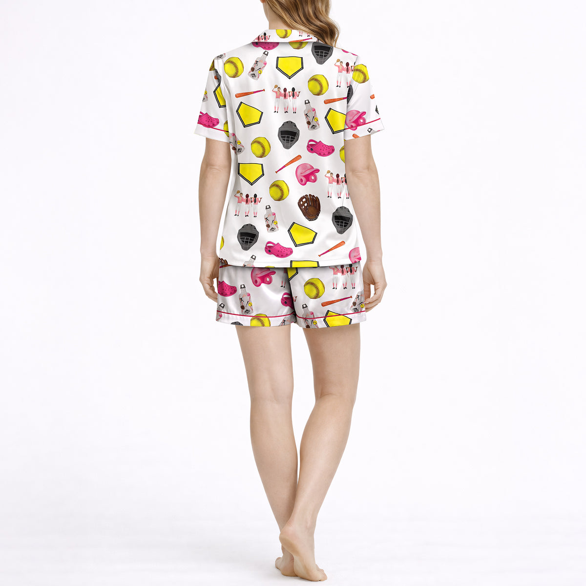 Women's Classic Button Down Pajama Set - Short: Softball Style & Comfort
