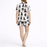 Women's Pajama Set - Short Sleeve Button Down Top [KNIT] with Black Labs