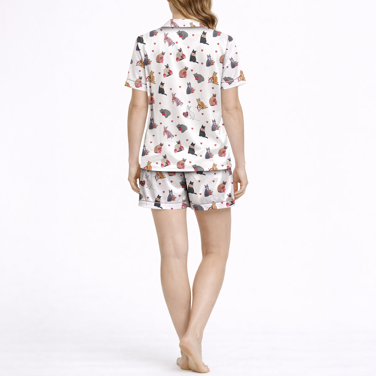 Women's Classic Button Down Pajama Set - Short | Purrfectly Loved Cats