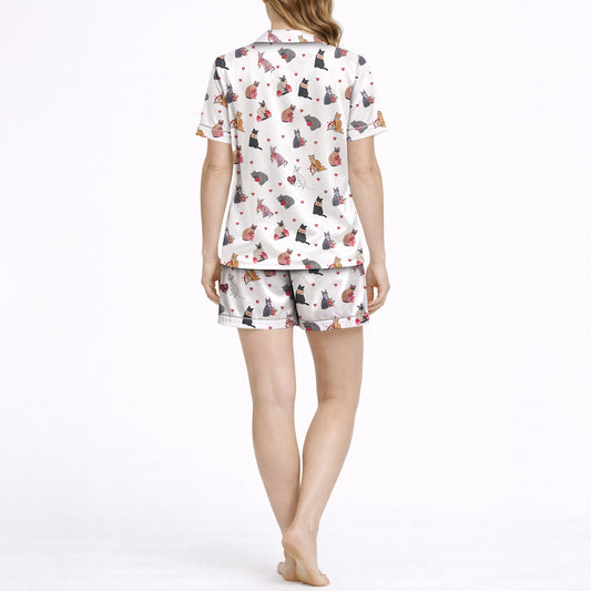 Women's Classic Button Down Pajama Set - Short | Purrfectly Loved Cats