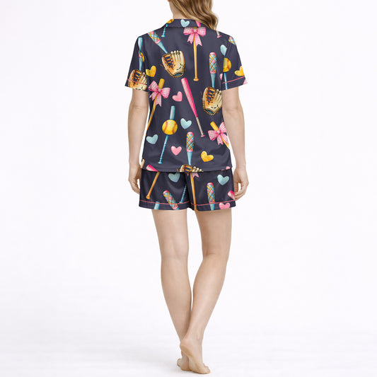 Softball Sweetheart Women's Classic Button Down Pajama Set - Short