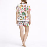 Italian Dreamscape Women's Pajama Set - Short Sleeve Button Down Top