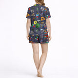 Tropical Rhythm Dreams: Women's Classic Button Down Pajama Set - Short Knit