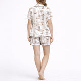 Charming Dachshund Print Women's Classic Button Down Short Pajama Set