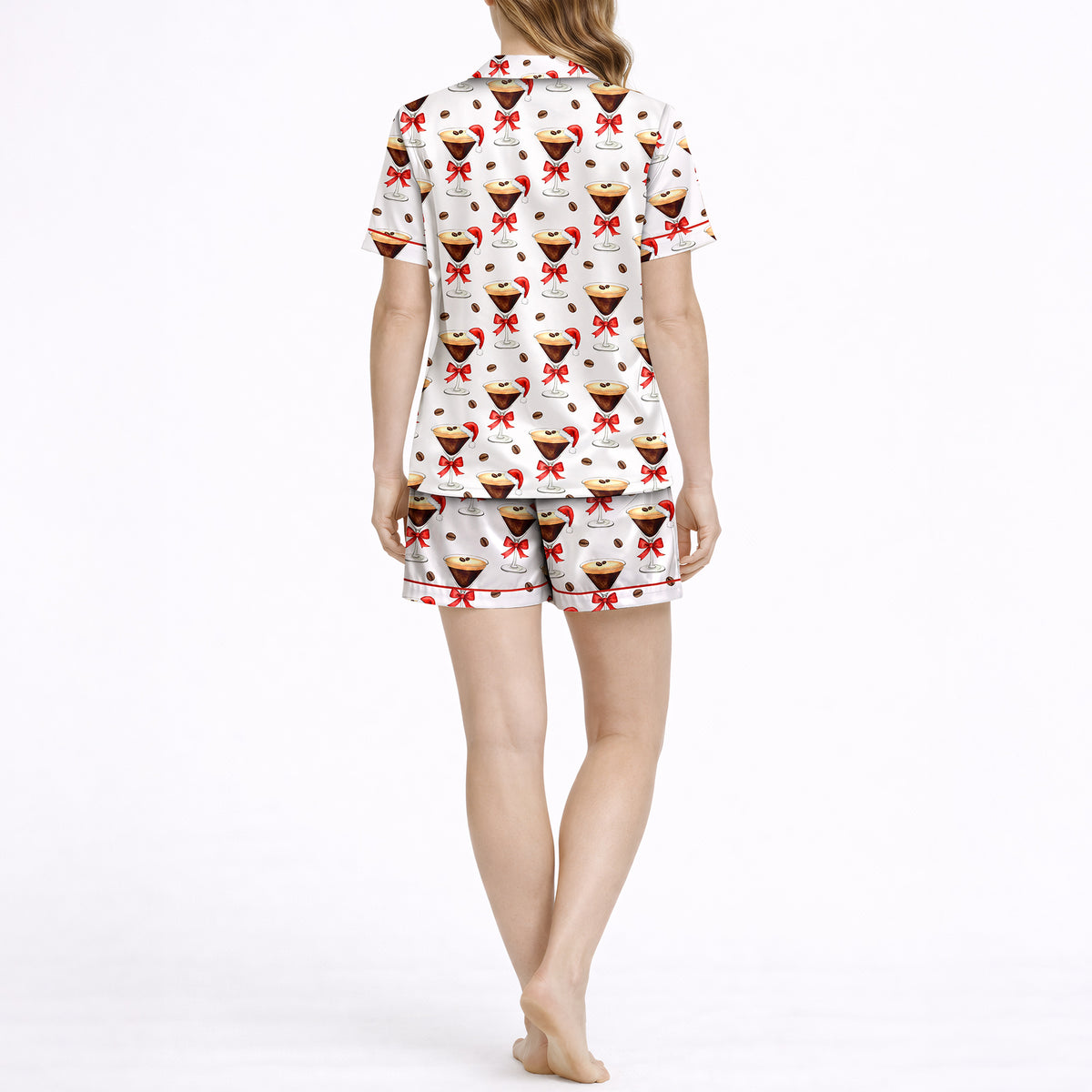 Women's Classic Button Down Pajama Set - Short | Holiday Espresso Martini