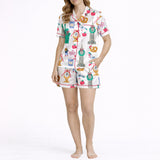 Women's Pajama Set - Short Sleeve Button Down Top | Urban Wanderlust Print