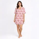 Paws & Pours Women's Nightgown - V-Neck Short Sleeve