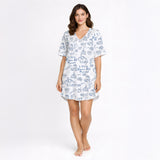 Elegant Bridal Women's Nightgown - V-Neck Short Sleeve