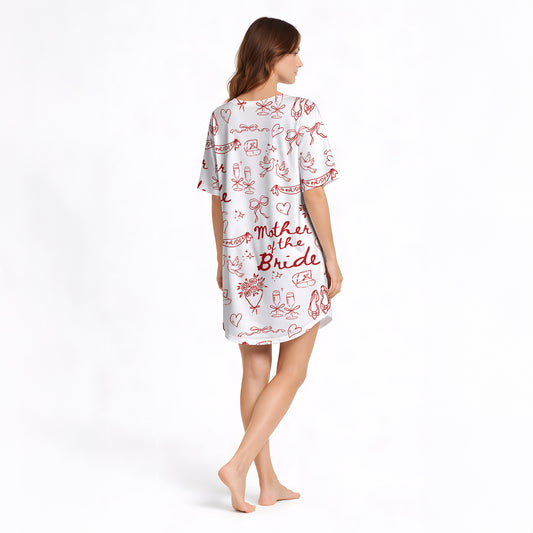 Mother of the Bride Women's Nightgown - V-Neck Short Sleeve Knit