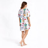 Women's Nightgown - V-Neck Short Sleeve | Urban Wanderlust Print