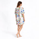 Women's Nightgown - V-Neck Short Sleeve [KNIT] - Puerto Rico Paradise