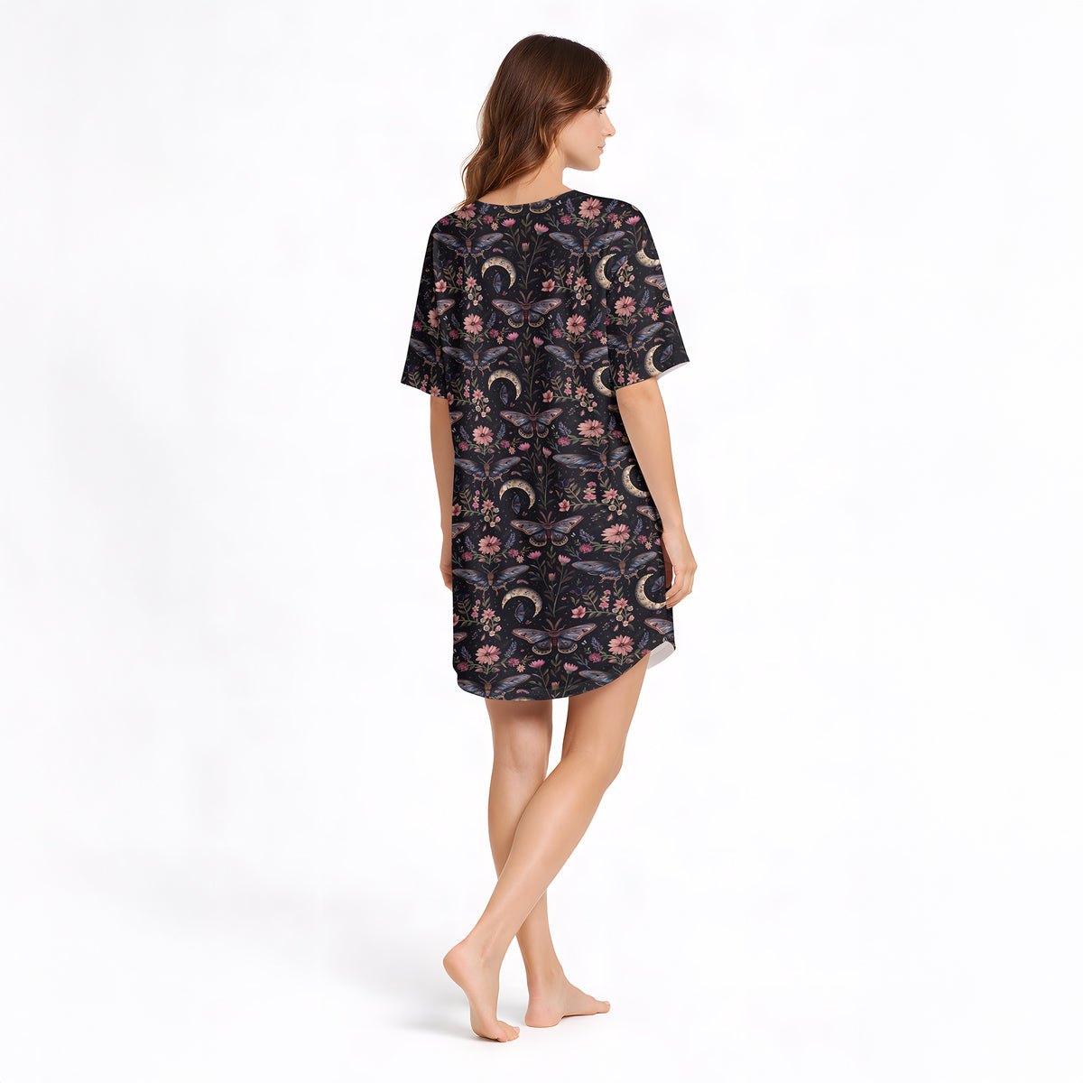 Women's Nightgown - V-Neck Short Sleeve | Celestial Bloom