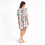 Women's Nightgown - V-Neck Short Sleeve | Puerto Rico Vibes