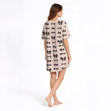 Chic Bow Dreams: Women's Nightgown - V-Neck Short Sleeve