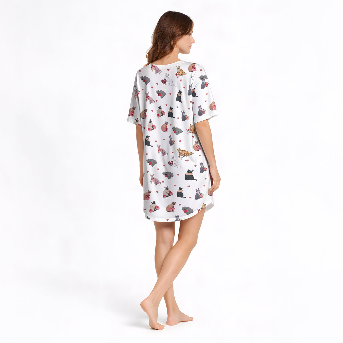 Women's Nightgown - V-Neck Short Sleeve | Purrfectly Loved Cats