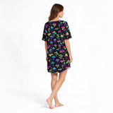 Women's Nightgown - V-Neck Short Sleeve [KNIT] | Magic Mushroom Dreams