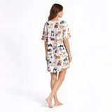 Women's V-Neck Short Sleeve Nightgown - Corgi Dog Print