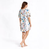 Women's Nightgown - V-Neck Short Sleeve | Wanderlust Dreams Print