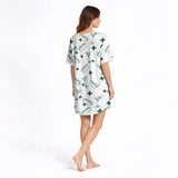 Snack & Sip Women's Nightgown - V-Neck Short Sleeve Knit