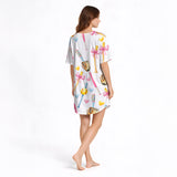 Women's V-Neck Short Sleeve Nightgown - Sporty Hearts Print