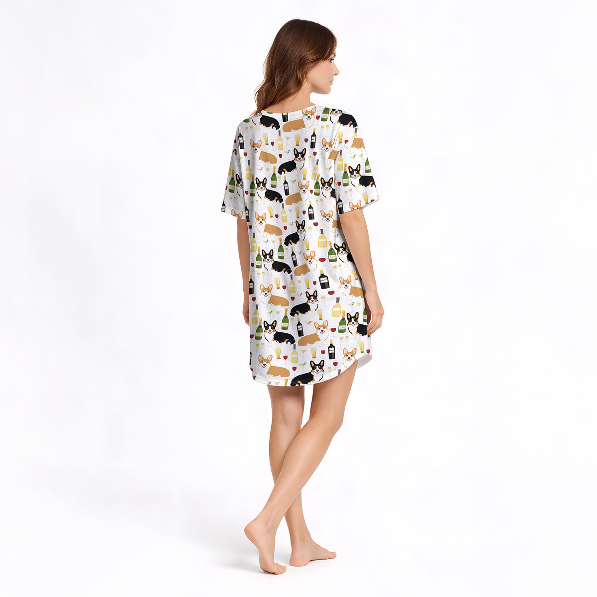 Women's Nightgown - V-Neck Short Sleeve | Paws & Pours Collection