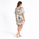 Italian Dreamscape Women's Nightgown - V-Neck Short Sleeve
