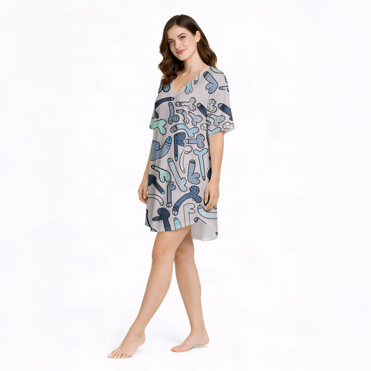Willy Wonderful Women's Nightgown - V-Neck Short Sleeve