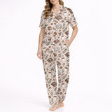 Cozy Coffee & Chapters Women's Classic Button Down Pajama Set - Long Knit