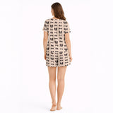 Chic Bow Dreams: Women's short sleeve pajama set with [KNIT]