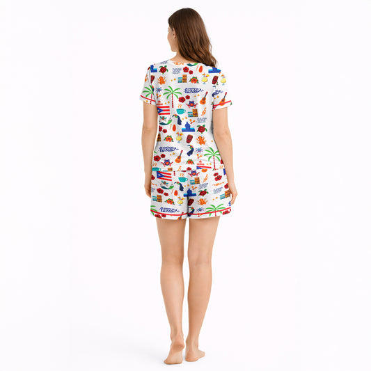 Women's short sleeve pajama set with | Puerto Rico Vibes