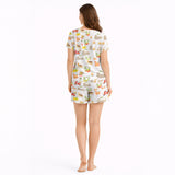 Women's short sleeve pajama set with [KNIT] Italian Print