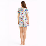 Women's short sleeve pajama set with [KNIT] - Puerto Rico Paradise