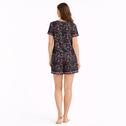 Women's Short Sleeve Pajama Set with Shorts | Celestial Bloom