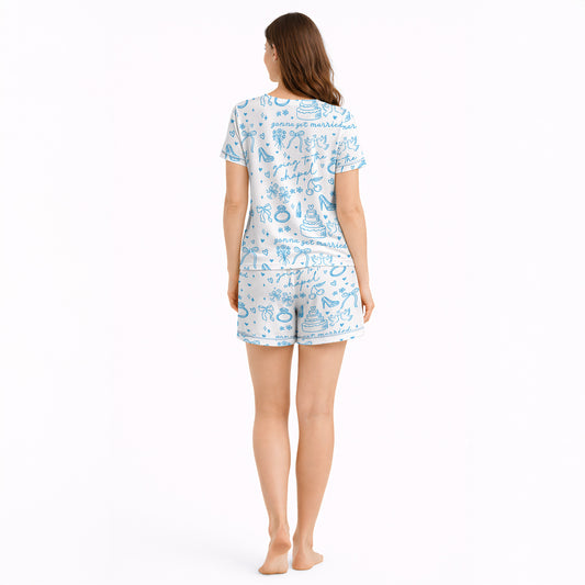 Bridal Bliss Women's Short Sleeve Pajama Set with Shorts