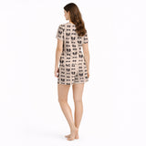 Chic Bow Dreams: Women's short sleeve pajama set with [KNIT]