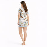 Easter Puppy Dreams: Women's short sleeve pajama set with KNIT