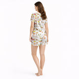 Women's short sleeve pajama set with [KNIT] Italian Print