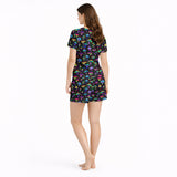 Women's short sleeve pajama set with [KNIT] | Magic Mushroom Dreams