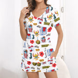 Women's Short Sleeve Pajama Set with Shorts | Boricua Dreamland Print
