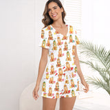 Women's short sleeve pajama set with shorts_3D Golden Retriever Print [KNIT]