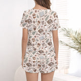 Cozy Coffee & Chapters Women's Short Sleeve Pajama Set with Shorts_3D Knit
