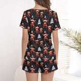 Cozy Highland Cow Women's Short Sleeve Pajama Set with Shorts
