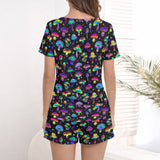 Women's short sleeve pajama set with shorts_3D [KNIT] | Magic Mushroom Dreams