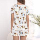 Easter Puppy Dreams: Women's short sleeve pajama set with shorts_3D