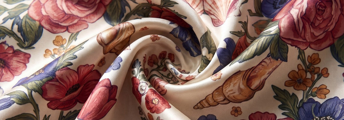 Floral fabric close-up — hero desktop