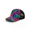 Tropical leaves hibiscus flowers ibuytero trucker hat men