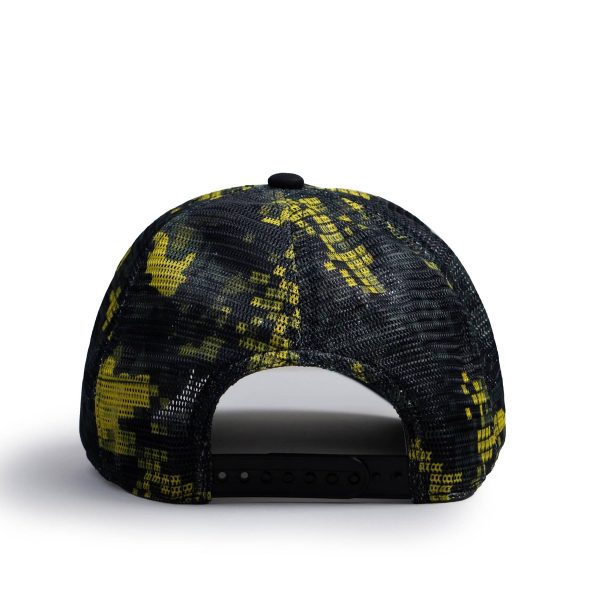 Yellow retro mesh pattern back ibuytero trucker hat men 5